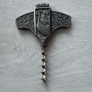 Vintage Pewter Konge Tinn Corkscrew by Hardanger Bestikk Norway